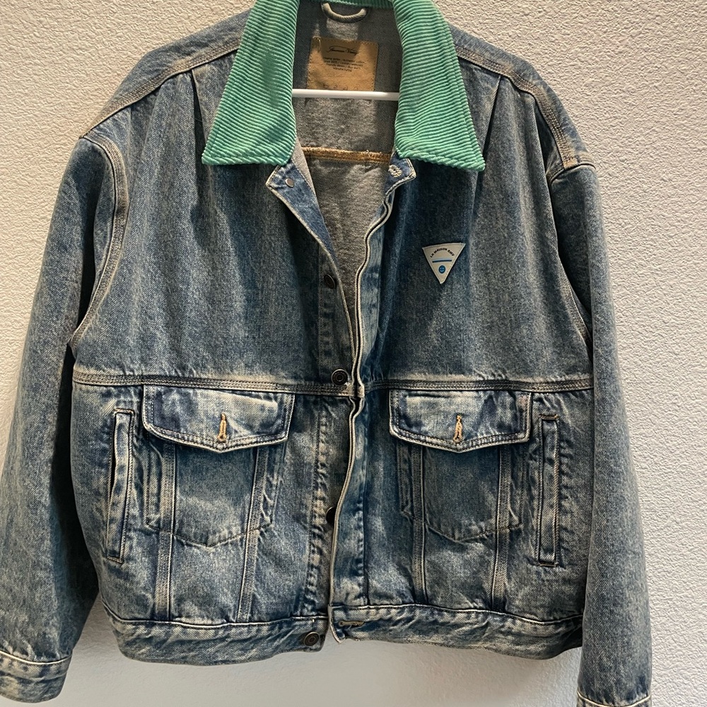 AMV Denim Jacket with Green Collar